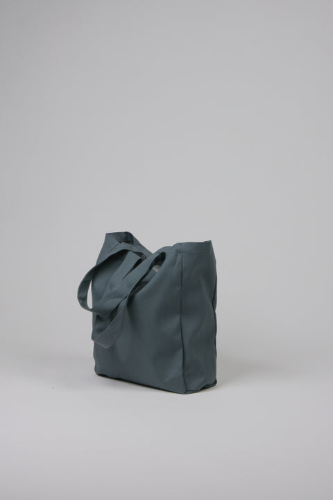 Dark Charcoal plain tote side view showing gusset