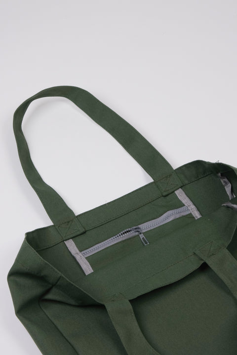 Dark olive green inner pocket detail
