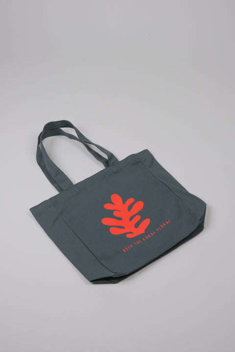 Keep the coral floral dark grey flatlay
