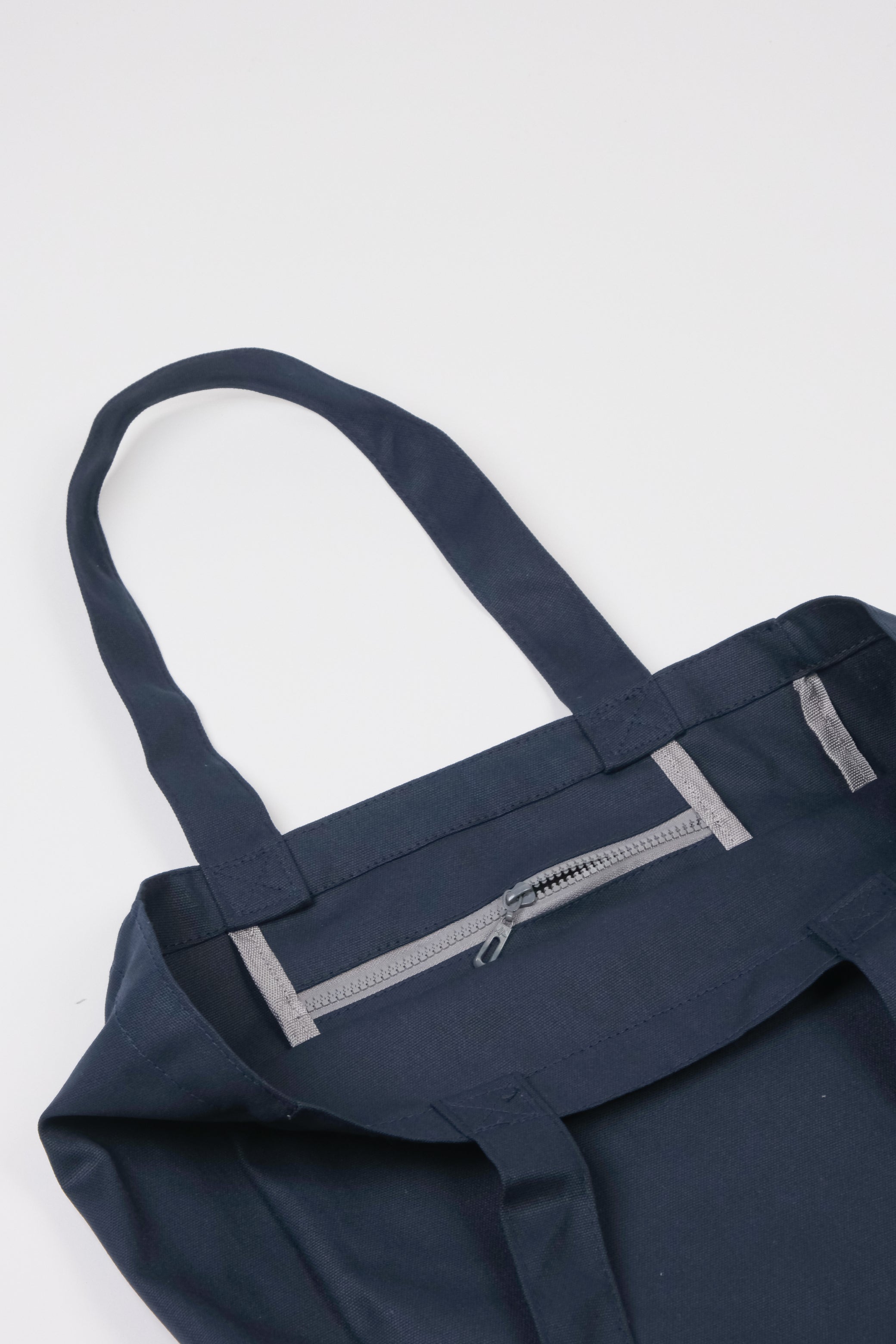 Navy Canvas tote bag inner pocket detail 
