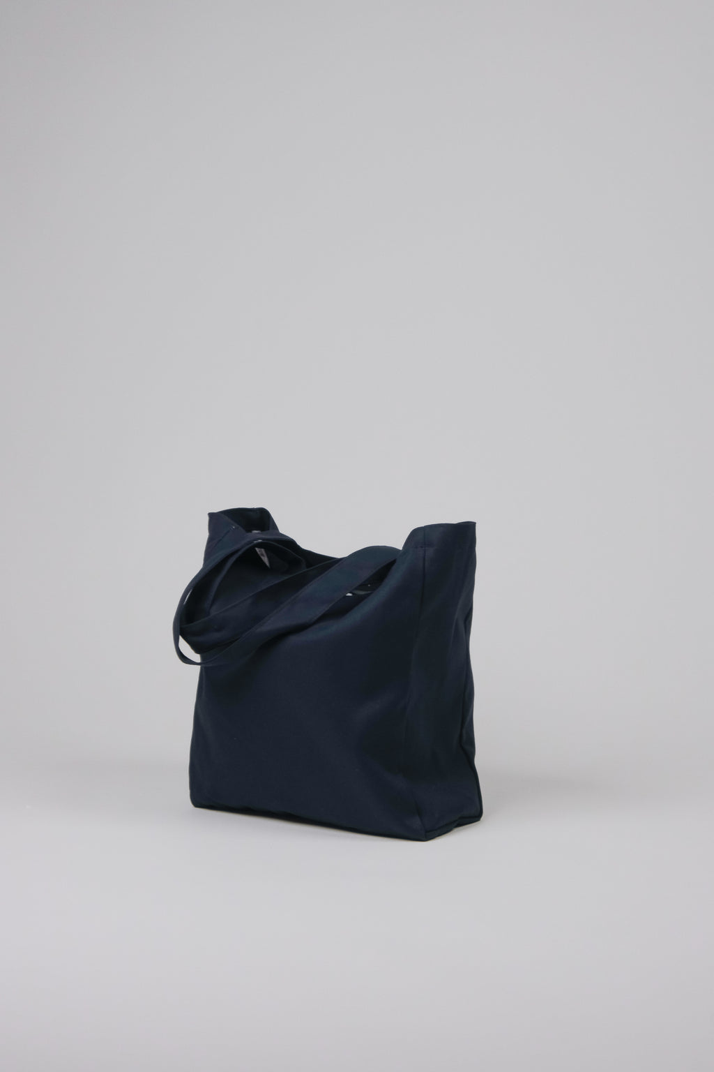 Navy Canvas tote side view with gusset