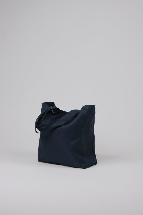 Navy Canvas tote side view with gusset