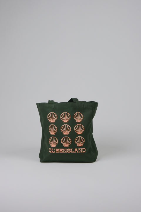 Queensland dark olive green tote bag front view