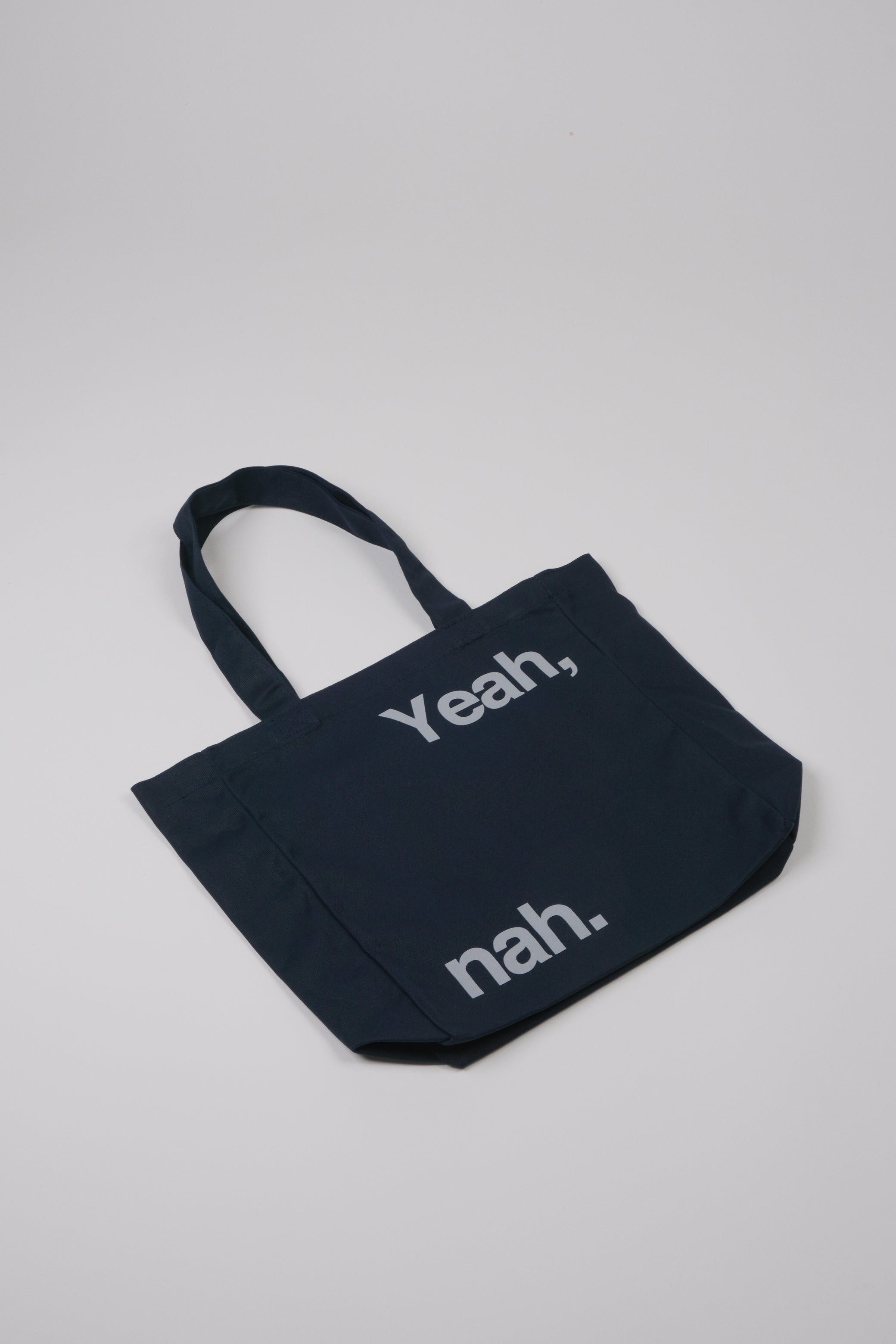 Yeah Nah Navy Tote bag flat view