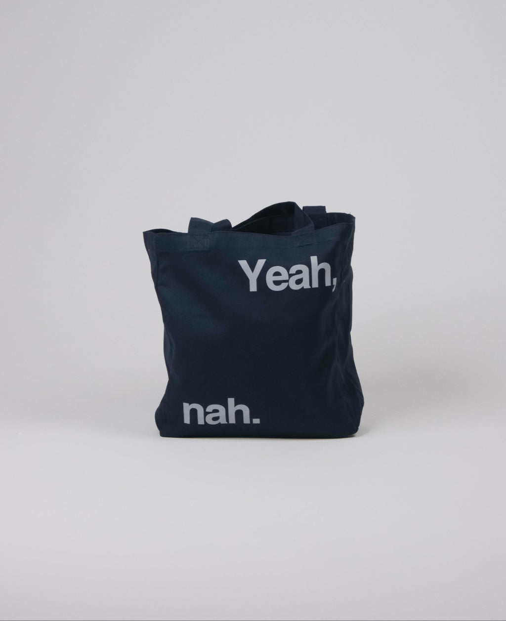 Yeah Nah Navy Tote bag front view