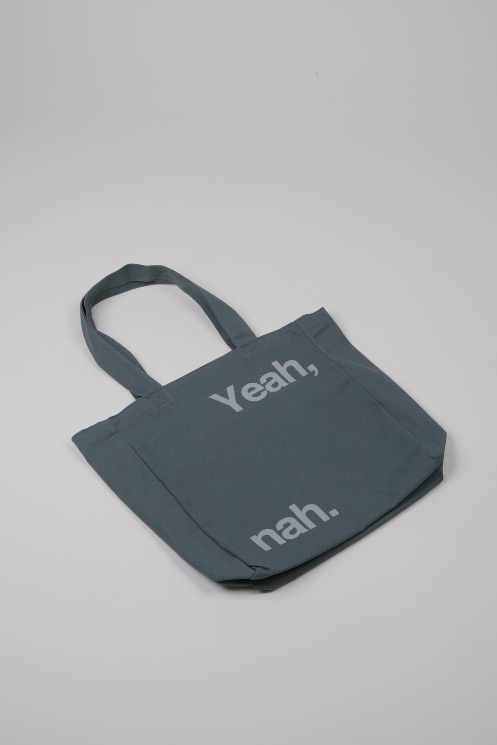 Yeah Nah dark grey Tote bag flat view