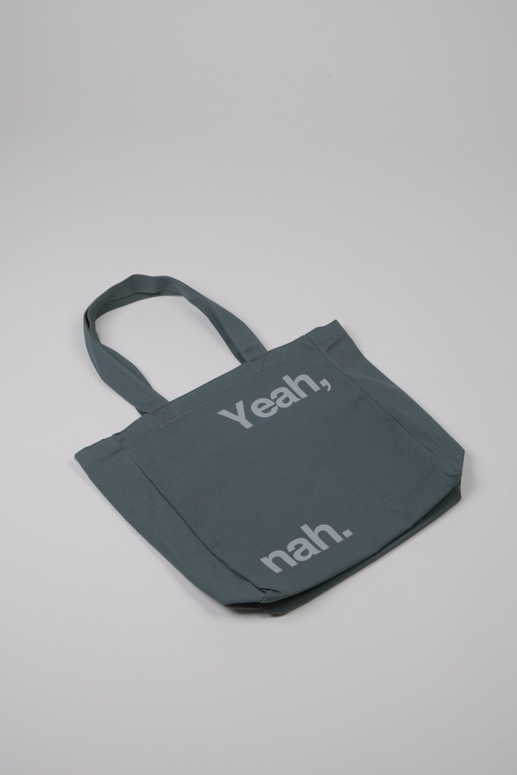 Yeah Nah dark grey Tote bag flat view